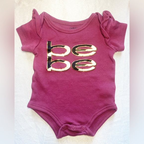 6-9mo Bebe Baby Bundle of 3 Onesies & 2 Matching Bow/Headbands - Picture 3 of 5